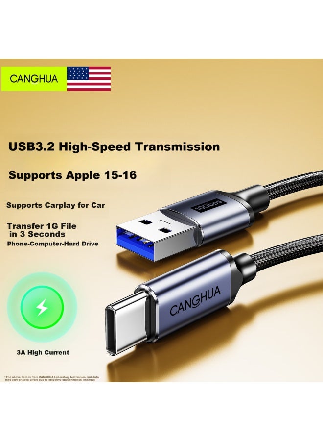CangHua Usb3.0 Data Cable Type-c Charging Cable Usb-c Carplay Compatible Mobile Hard Drive Transfer Apple Iphone 16/15 Huawei Honor Phone Short Cable - Image 1