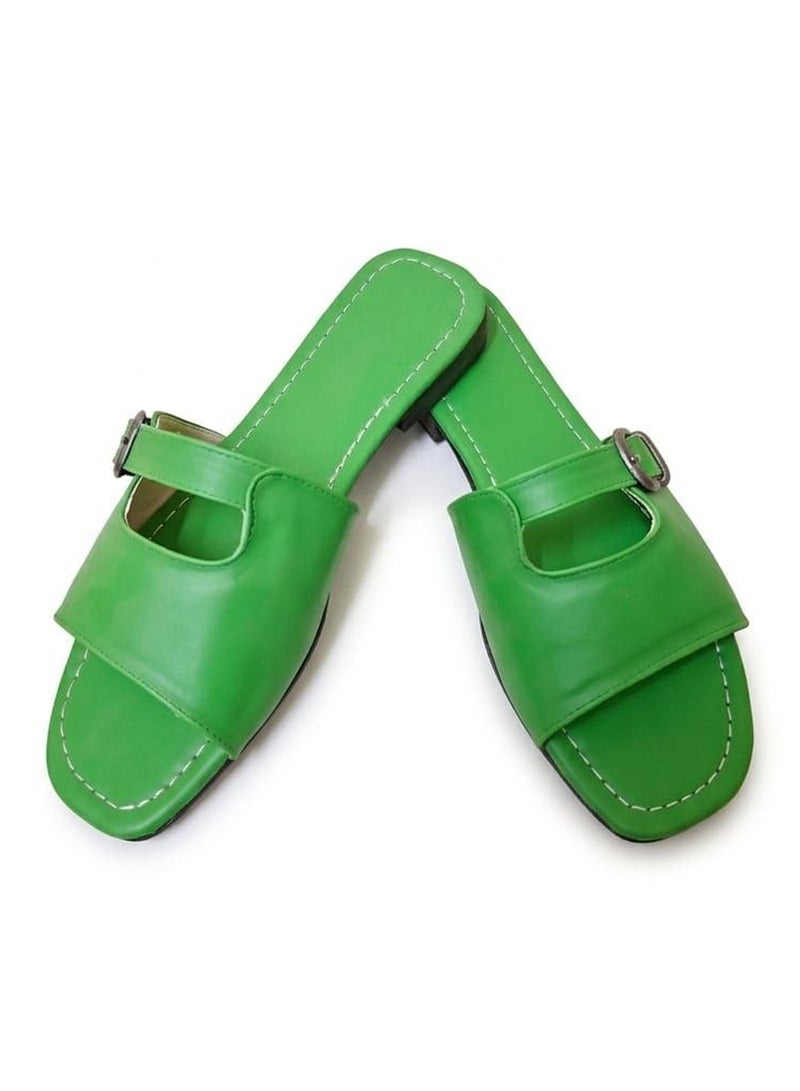 Karisma Flat Squared Toe Slippers With A New Strap Buckle Design - Image 1