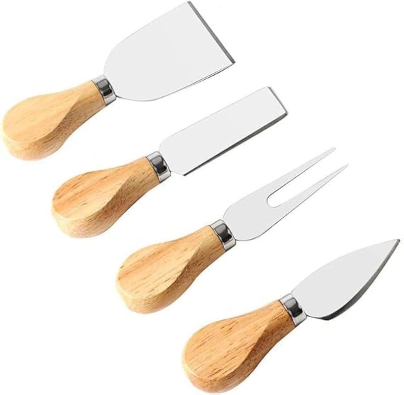 Cheese Knives Set with Wooden Handle Stainless Steel Cheese Cutter Set of 4