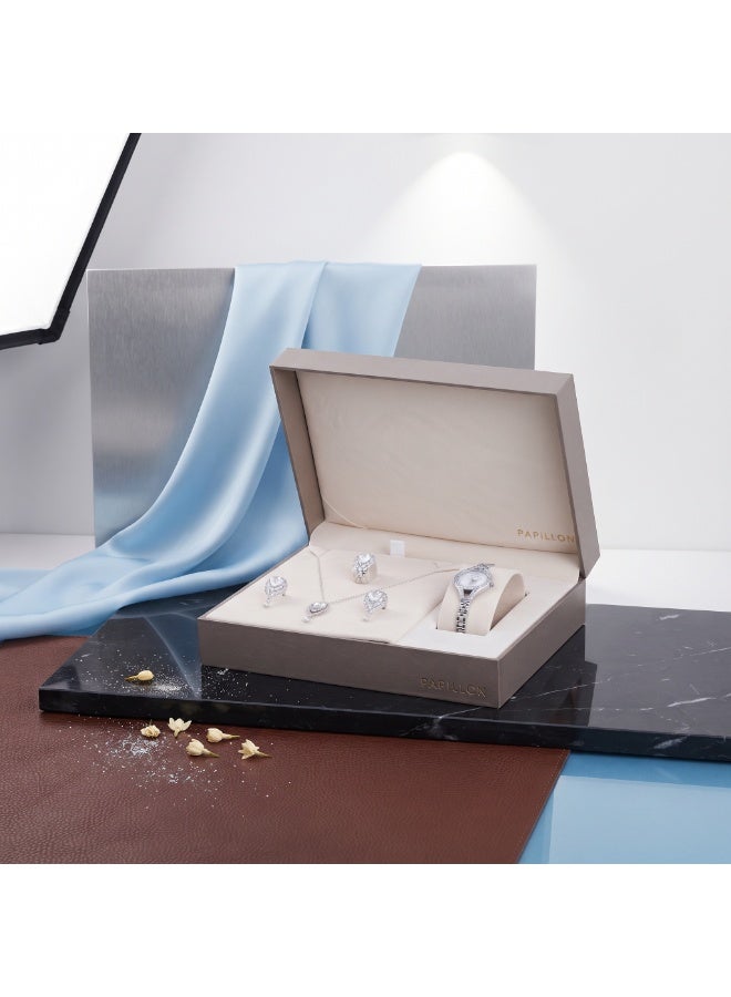 Papillon Luxury Gift Set for Women – An elegant watch paired with a jewelry set adorned with sparkling zirconia. - Image 1