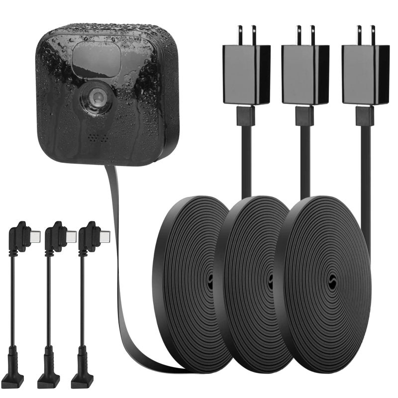 iTODOS 3 Pack 25ft/7.5m Outdoor Power Cord for Blink Outdoor (3rd Gen) XT3,Blink 4(4th Gen)/XT/XT2 Camera with Adapter,Weatherproof Power Cable,Charging Cable Charger for Blink Camera - Image 1