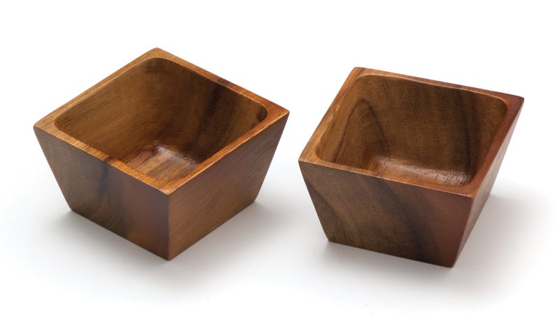 Lipper International Acacia Wood Square Salt Pinch or Serving Bowls  3"" x 3"" x 2-1/2""  Set of 2 - Image 1