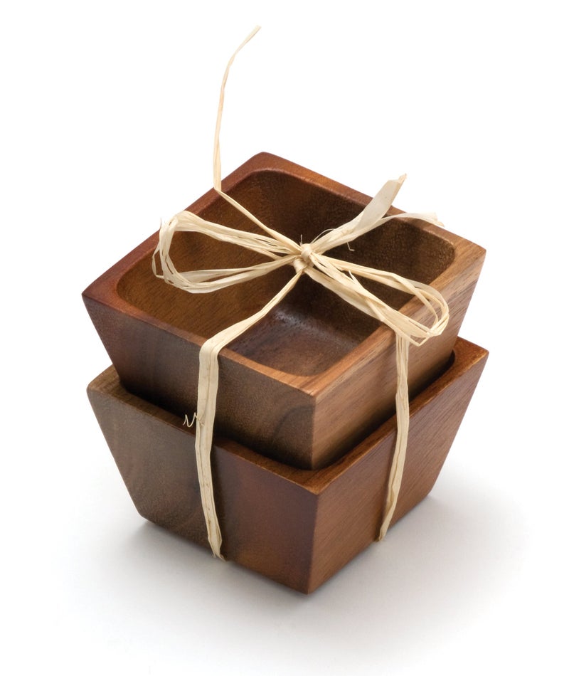 Lipper International Acacia Wood Square Salt Pinch or Serving Bowls  3"" x 3"" x 2-1/2""  Set of 2 - Image 3