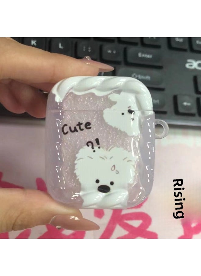 Generic - 2-day Korean Apple Wireless Bluetooth 3 Generation Pro2 Headset Protective Case For Airpods Dog With Tackle Edge-Color:Twist Puppy-Model:Airpods 2nd Generation - Image 1