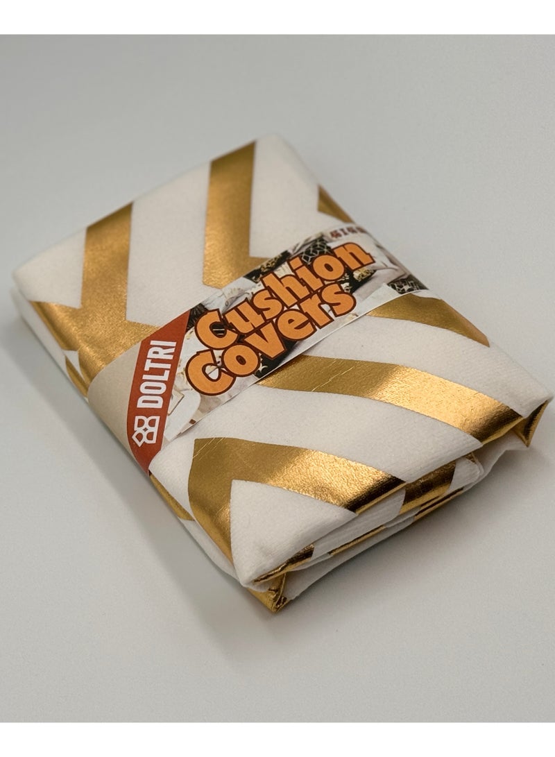 دولتري أغطية وسائد مقاس 18 × 18 بوصة لديكور المنزل بختم ساخن غطاء وسادة للأريكة (الماس المبهر الذهبي والأبيض) - Image 3