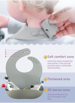 HomarKet 9 Piece Baby Feeding Set Baby Led Weaning Feeding Supplies for Toddlers  Suction Silicone Baby Bowl Self Eating Utensils with Spoons Bibs Cup and Infant Suction Plate with Lid  - Image 2