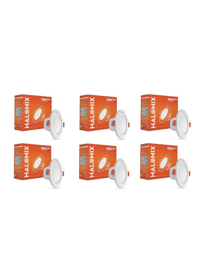 Halonix Polycarbonate 7W 6500K White Kornet Junction Box Led Downlighter | Cut Out- 2.95 Inch, Dia- 4.13, Height- 1.96 Inch | | Downlighter for Home, Shop and Office |Pack of 6, White. - Image 1