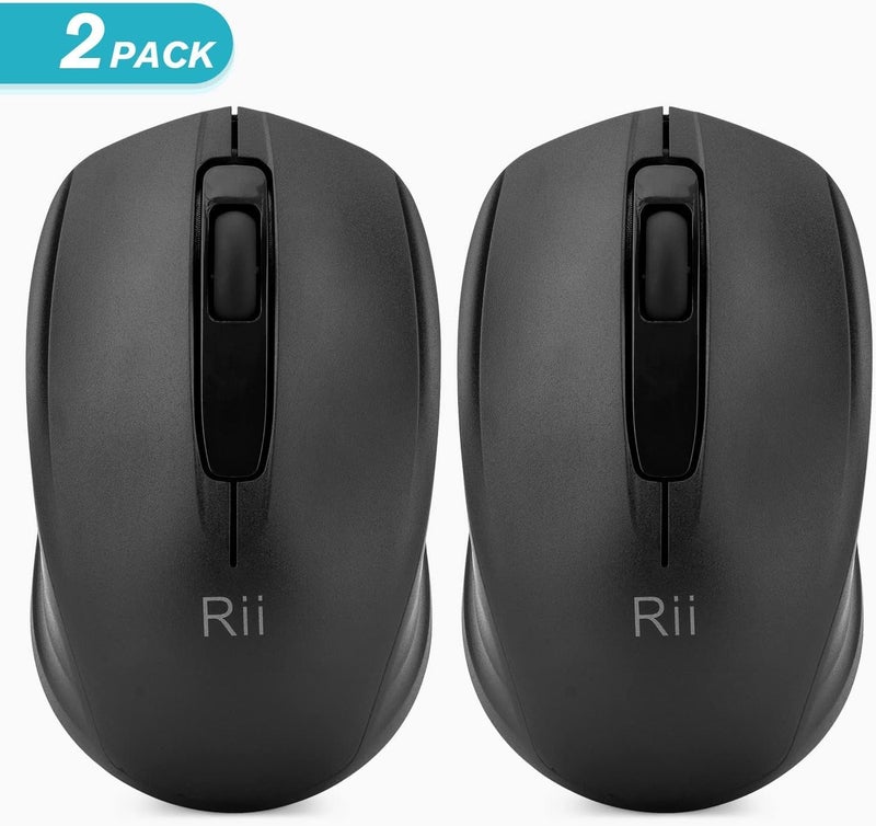 RII Wireless Mouse,2.4G Portable Computer Mice for PC, Laptop, Windows,Office Included Wireless USB dongle (2-Pack(Black)) - Image 2