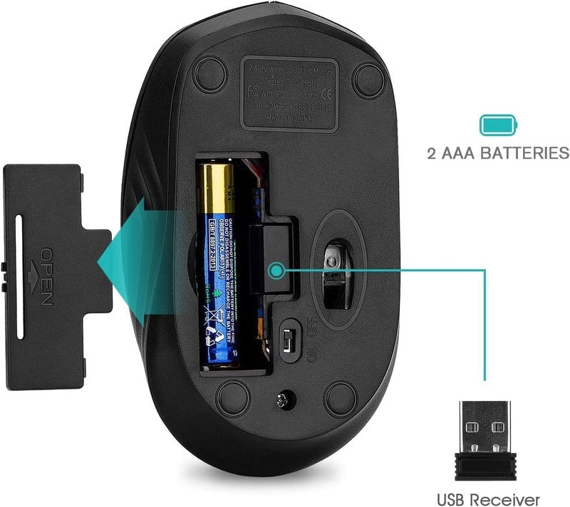 RII Wireless Mouse,2.4G Portable Computer Mice for PC, Laptop, Windows,Office Included Wireless USB dongle (2-Pack(Black)) - Image 5