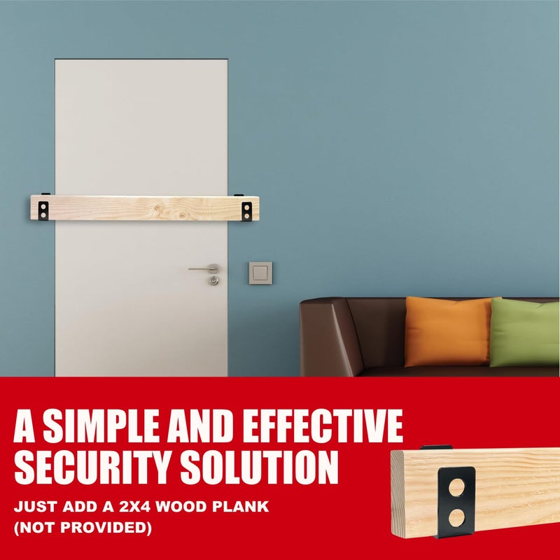 Securityman Heavy Duty 2X4 Door Barricade Brackets - 700Lbs Of Force Door Brace Install In -(2Pc) Thick 3.5Mm Iron Metal U Bracket | Rust Proof - Gate Bar Holder For Indoor/Outdoor Door Security Bar - Image 4