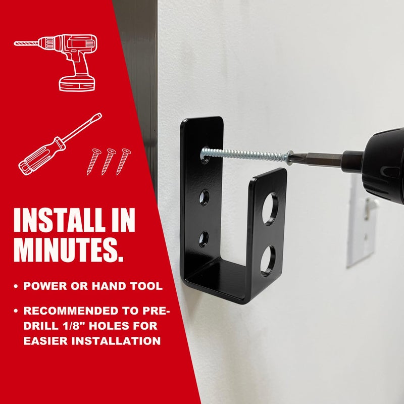 Securityman Heavy Duty 2X4 Door Barricade Brackets - 700Lbs Of Force Door Brace Install In -(2Pc) Thick 3.5Mm Iron Metal U Bracket | Rust Proof - Gate Bar Holder For Indoor/Outdoor Door Security Bar - Image 5