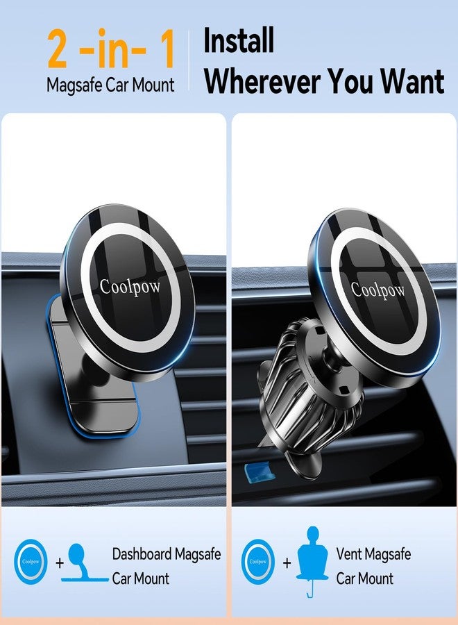 Coolpow for iPhone MagSafe Car Mount Dashboard【Stronger Magnets】 Magnetic Phone Holder for Car Dash【Hands Free 】 Magsafe car Holder for Car Fit iPhone 15 14 13 12 Pro Max Plus Mini Mag Safe Case &Cell Phone - Image 2
