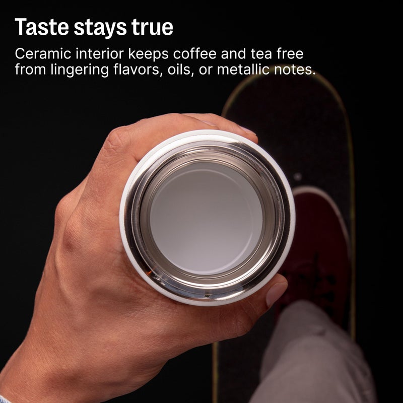 Fellow 12 oz Carter Slide Travel Mug â€“ One-Handed Slide Lid, Vacuum Insulated Stainless Steel Tumbler with Ceramic Interior for Hot and Cold Drinks, Leak-Proof and Dishwasher Safe, Hazy Blue - Image 3