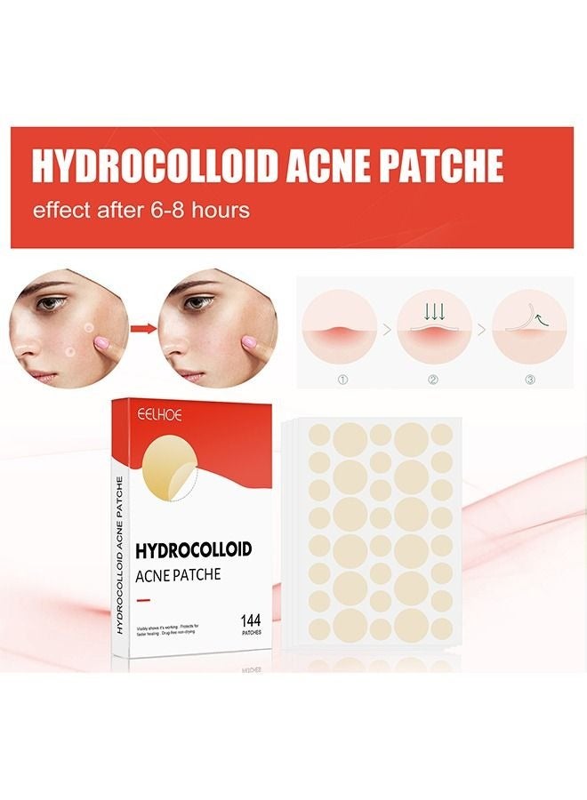 EELHOE 144 Pieces Hydrocolloid Acne Patche Set, 2 Sizes Acne Absorbing Cover Patch, Treatment Pimple Patch Set Clear  - Image 3