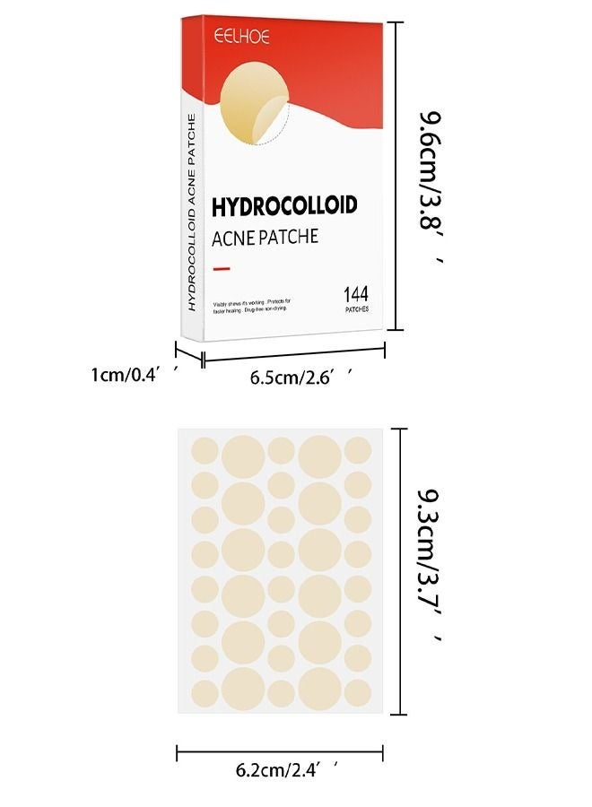 EELHOE 144 Pieces Hydrocolloid Acne Patche Set, 2 Sizes Acne Absorbing Cover Patch, Treatment Pimple Patch Set Clear  - Image 4