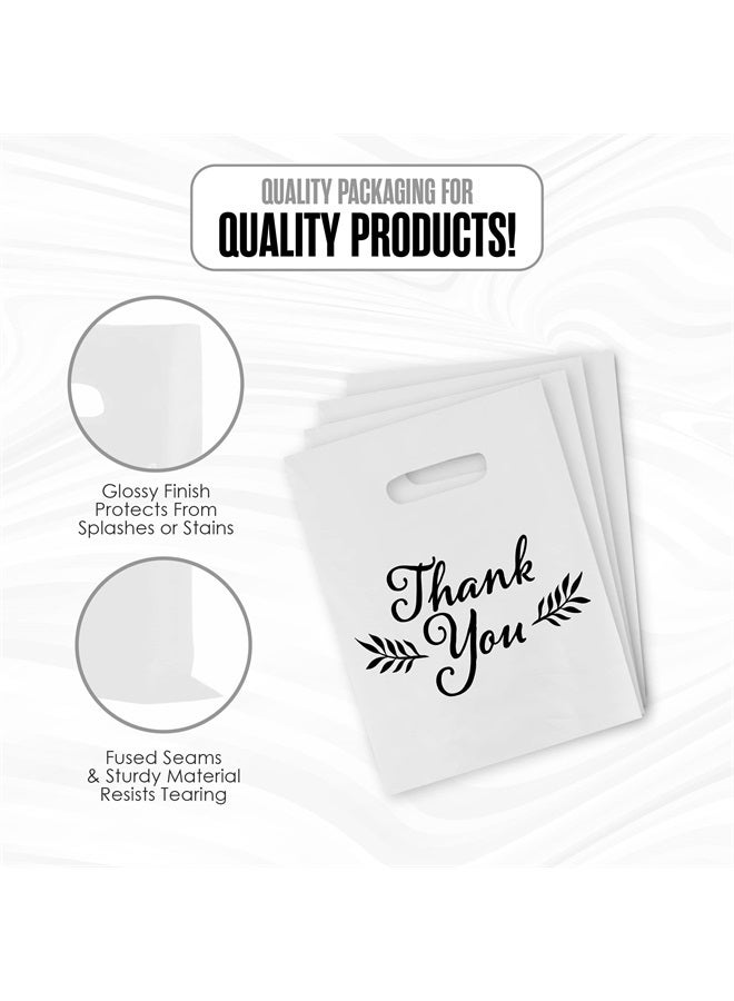Houseables Thank You Merchandise Bags, Retail Shopping Goodie Bag, 20" x 22", 100 Pk, 1.75 Mil Thick, White, Black, Die Cut Handles, Tear-Resistant, 100% Recyclable, Plastic, Low Density, Glossy  - Image 3