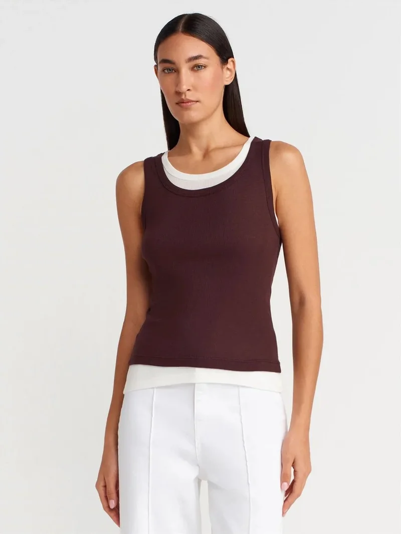 ديلفين DILVIN Ribbed Cotton Sleeveless Cami Blouse