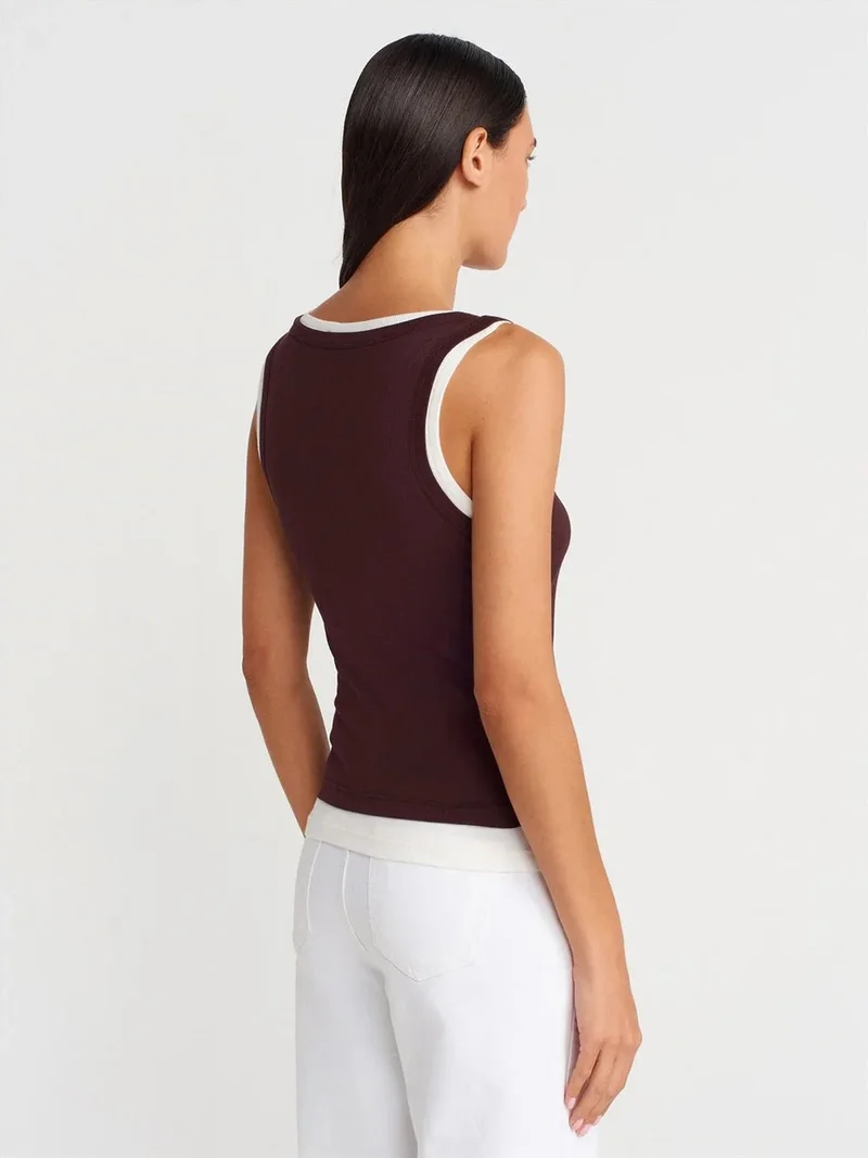 ديلفين DILVIN Ribbed Cotton Sleeveless Cami Blouse
