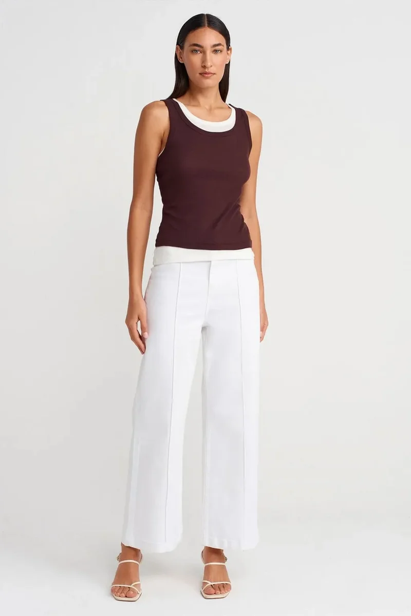 Dilvin Burgundy Red DILVIN Ribbed Cotton Sleeveless Cami Blouse for Women | Best Price UAE