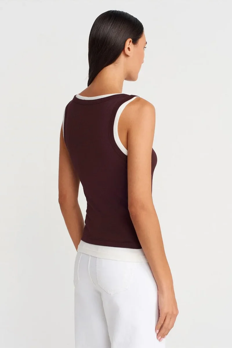 Dilvin Burgundy Red DILVIN Ribbed Cotton Sleeveless Cami Blouse for Women | Best Price UAE