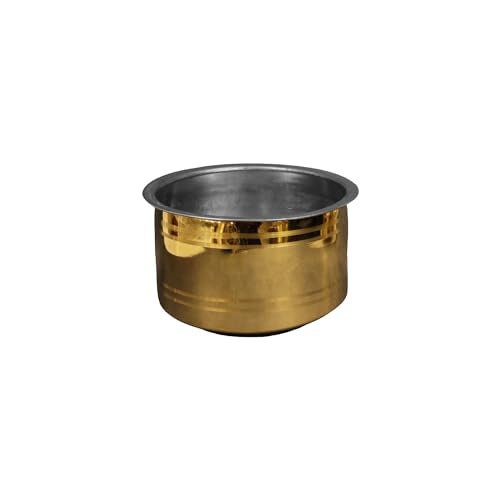 Putrika Brass Polished Utensil Vadi Chatti With TIN Coating|Tope|Kitchenware|Cookware|Brass Pathiram|Patilas|Tapeli|Peetal|Sarva Satti|Bhagoni Set-Vadi Chatti (Size 1), 1 Liter - Image 1