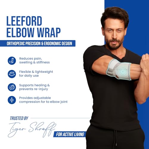 Leeford Elbow Wrap for Gym Workout, Badminton, Pain Relief & Joint Support | Tennis Elbow Guard for Men and Women, Neoprene, Universal - Image 3