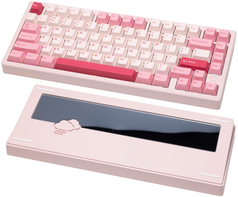 KEEBMONKEY WOBKEY Rainy 75 CNC Aluminum HMX/JWK/Cocoa Switches Triple-Mode Connectivity Mechanical Keyboard with Superior Acoustics, RGB/PP/Mirrored Glass/3500mAh/Violet Switch (Standard - Pink) - Image 1