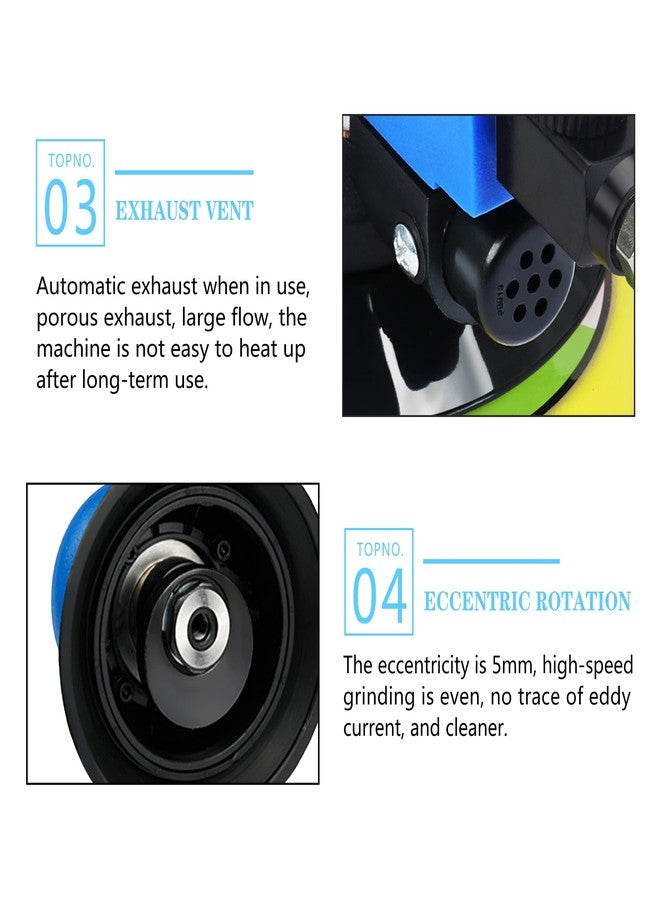 Ouya Air Powered Random Orbit Sanders Dual Action Pneumatic Palm Sander with 1pc 6-inch Backing Plate and 9pcs Sandpapers - Image 5