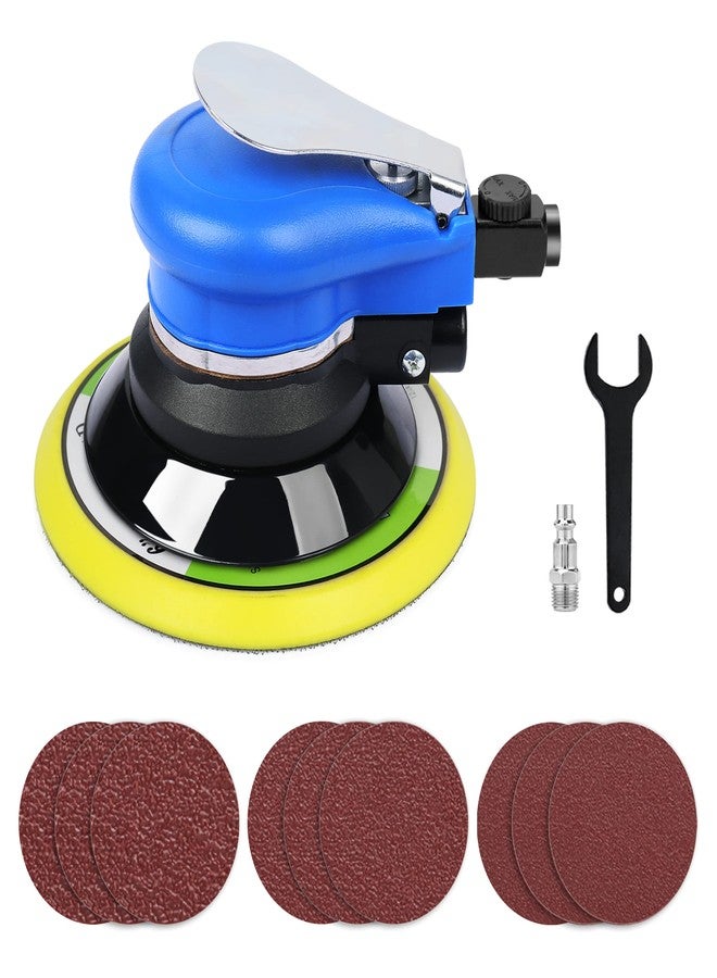 Ouya Air Powered Random Orbit Sanders Dual Action Pneumatic Palm Sander with 1pc 6-inch Backing Plate and 9pcs Sandpapers - Image 1