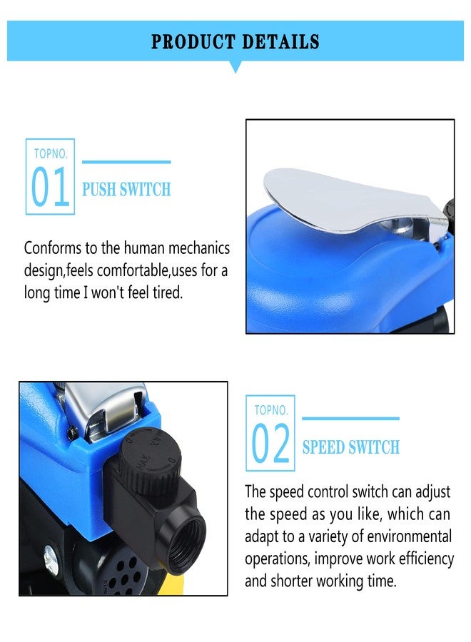 Ouya Air Powered Random Orbit Sanders Dual Action Pneumatic Palm Sander with 1pc 6-inch Backing Plate and 9pcs Sandpapers - Image 4