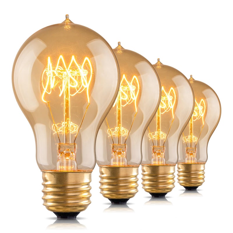 runquiz Warm Incandescent Light Bulbs 60 WattA19A60 Vintage Style Edison Bulbs E26Soft Yellow Light BulbsAmber BulbsRetro Light Bulb Old FashionedHalogen Dimmable Edison Bulb Squirrel Cage - Image 2
