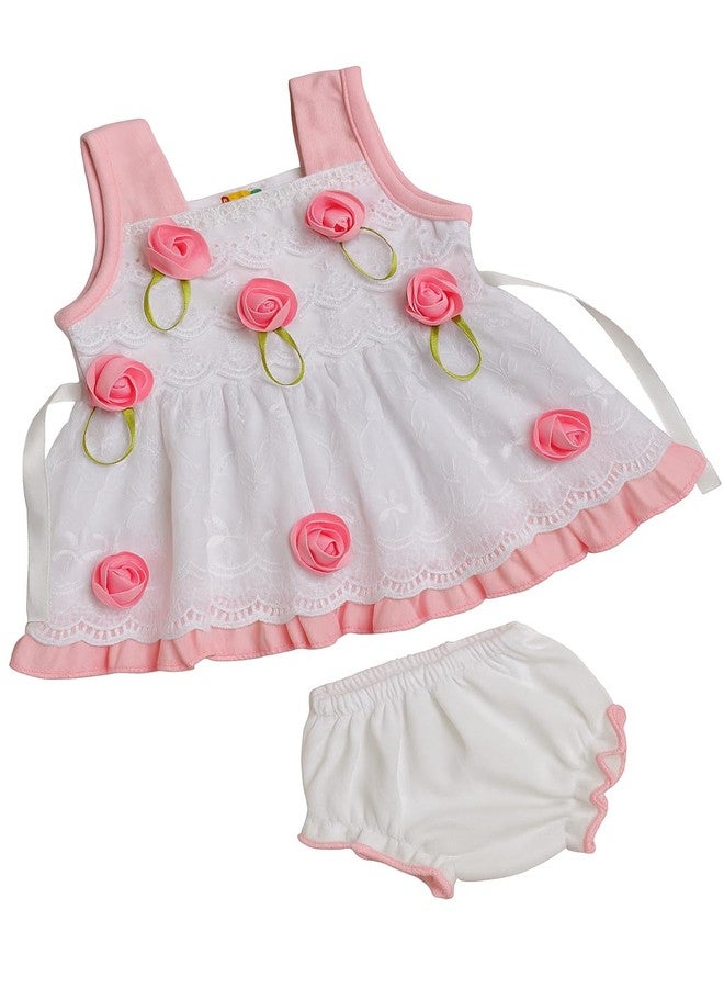 JUSTLIST 100% Cotton Frock for Baby Girl/Summer Clothes/Dress for Baby Girl/New Born/Infant Wear/for Baby Girls Pink - Image 1