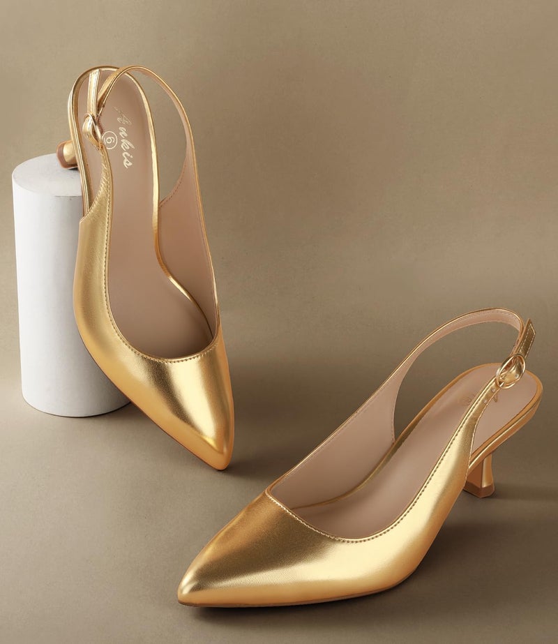 Ankis Slingback Heels for Women Closed Toe Women's Pumps Kitten Heel Wedding Party Casual Dress Shoes - Image 4