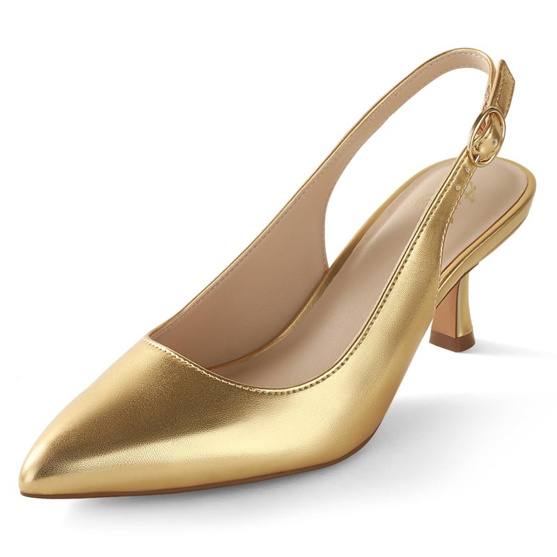 Ankis Slingback Heels for Women Closed Toe Women's Pumps Kitten Heel Wedding Party Casual Dress Shoes - Image 1
