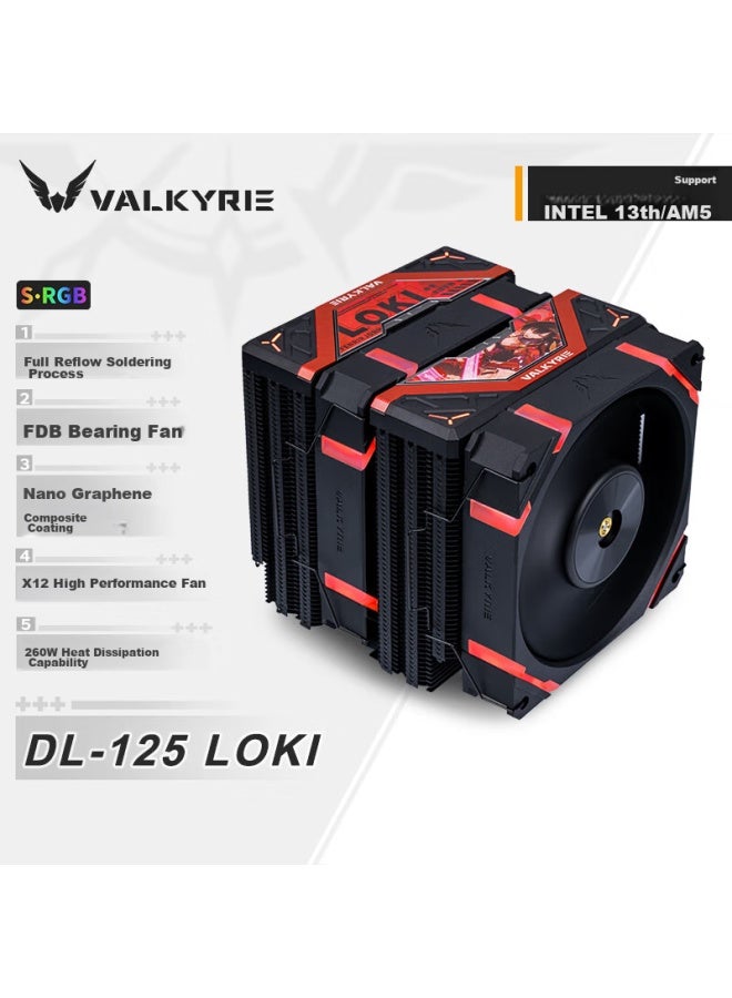 Valkyrie Dl125 Loki Vk Cpu Air Cooler, Dual-tower, 6 Soldered Copper Heat Pipes, Pure Copper Base, Compatible With Lga1700 Am5, Argb Lighting Effects - Image 1