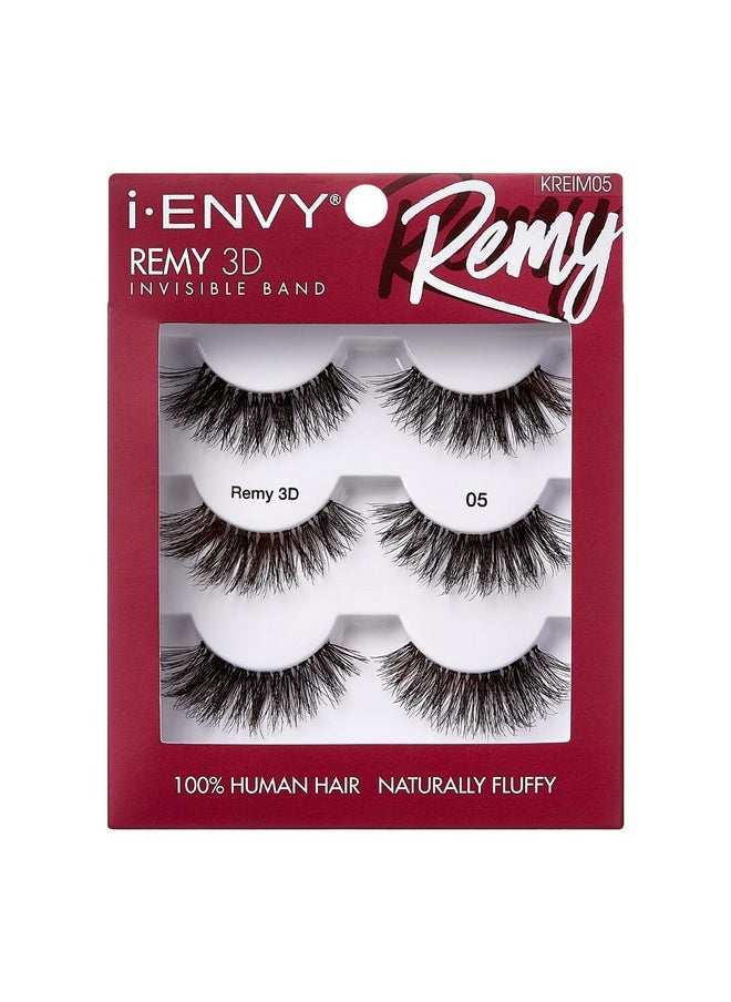 iEnvy Ienvy False Lashes, Remy 3D Lashes Value Pack 100% Human Hair Natural Fluffy Wispy Invisible Band Seamless Look Reusable Eyelashes (05)  - Image 2