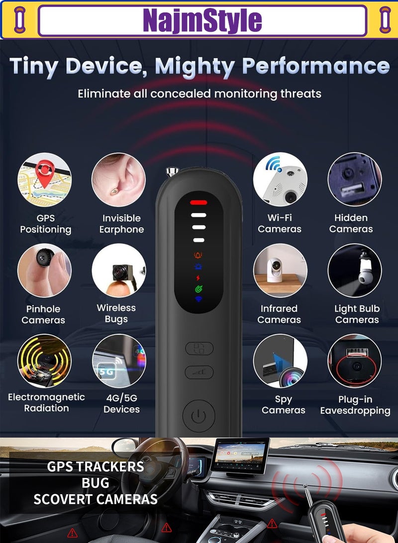 NajmStyle Hidden Camera Detectors, Bug Detector with Vibration Sound Alarm, Anti Spy for Listening Device-6 Levels Sensitivity - Image 2