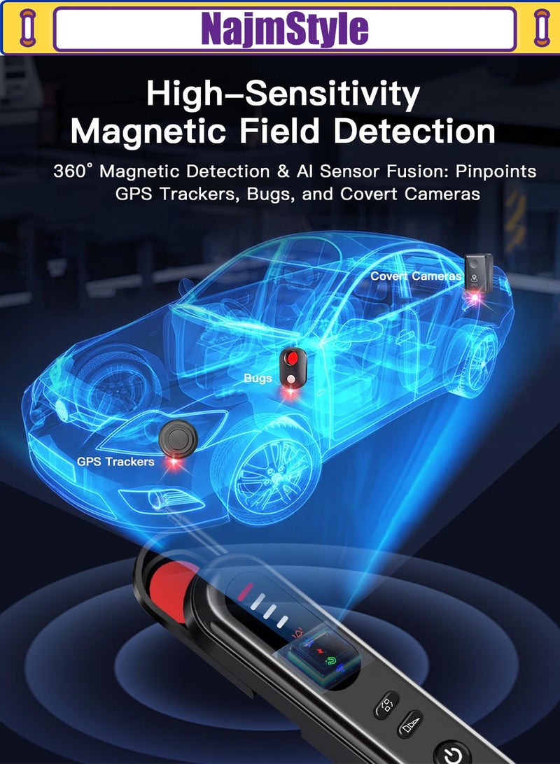 NajmStyle Hidden Camera Detectors, Bug Detector with Vibration Sound Alarm, Anti Spy for Listening Device-6 Levels Sensitivity - Image 5
