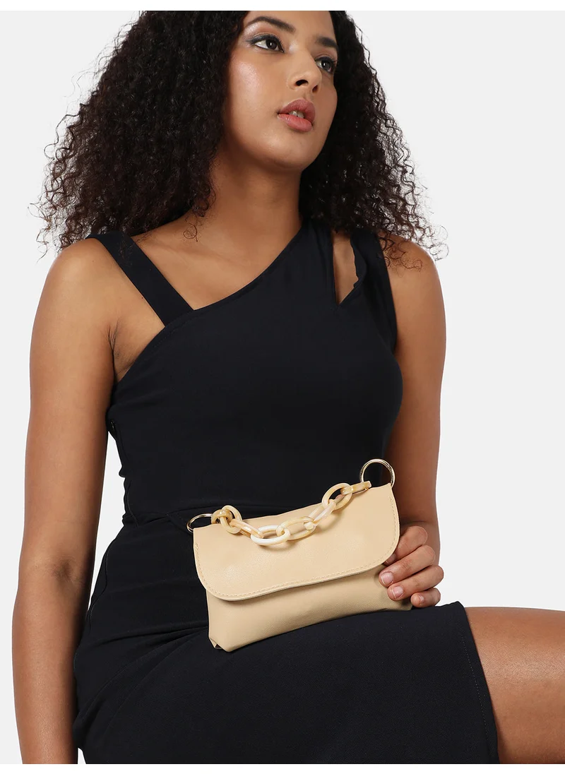 صوص هاوت Beige Solid Vegan Leather Handbag