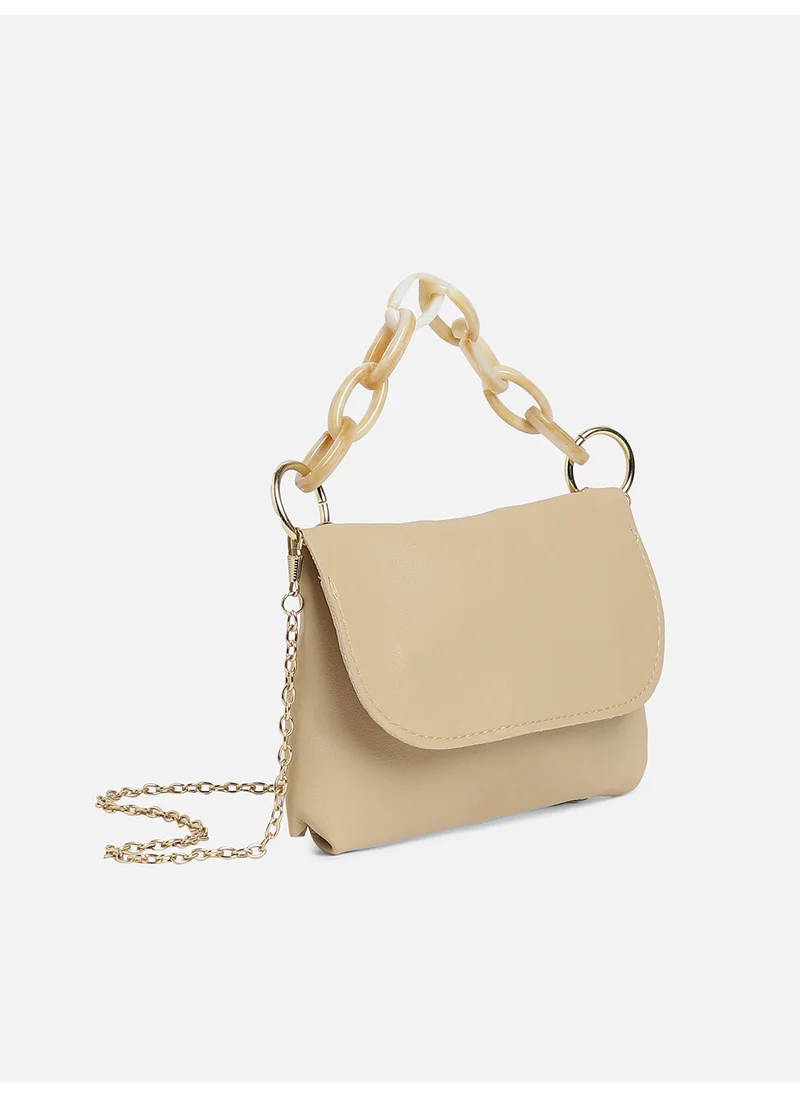 صوص هاوت Beige Solid Vegan Leather Handbag