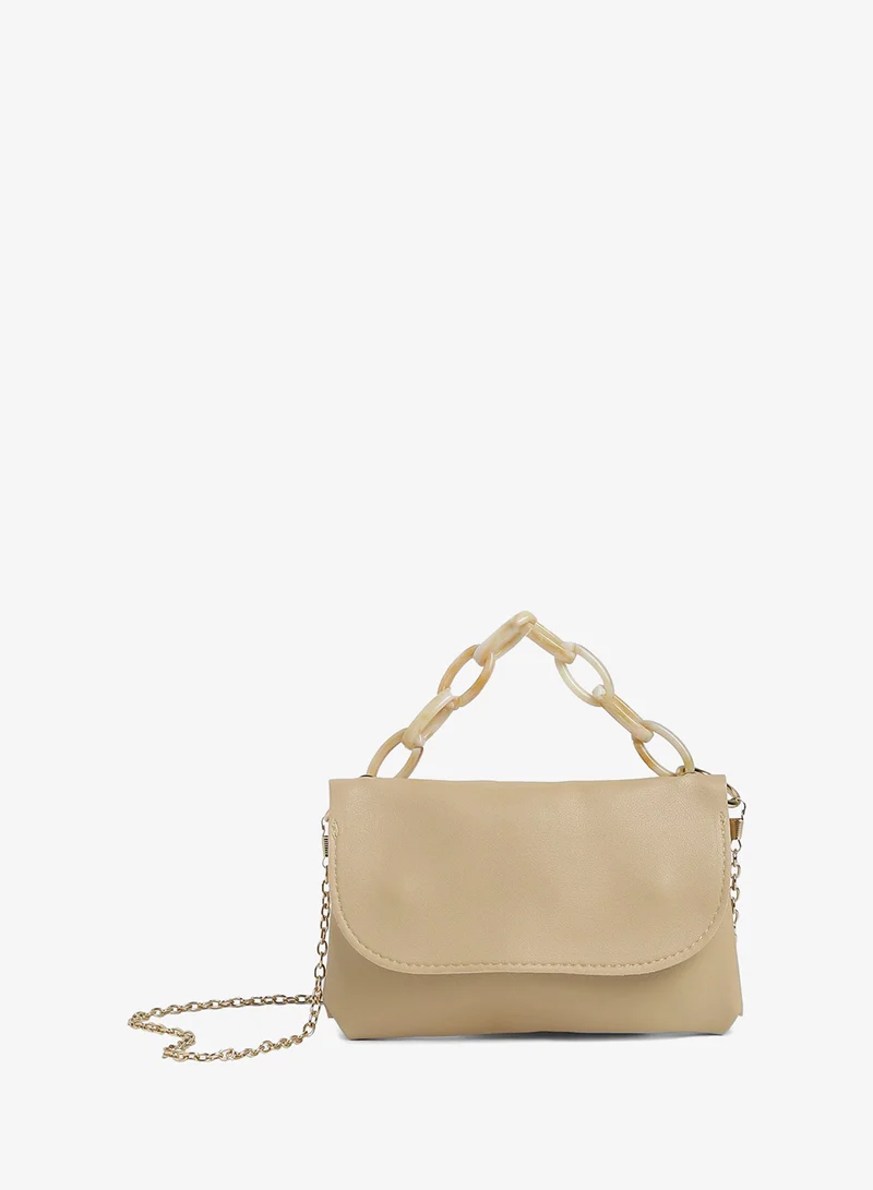 Haute Sauce Beige Solid Vegan Leather Handbag