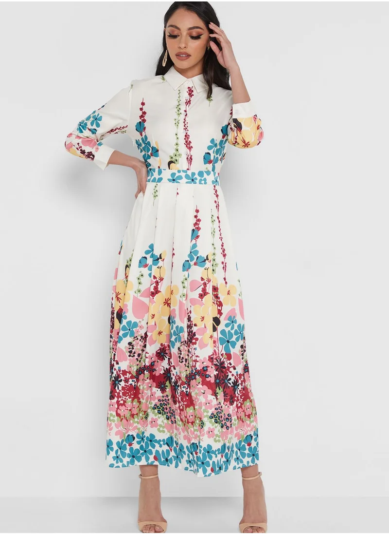 Khizana Printed Fit and Flare Dress