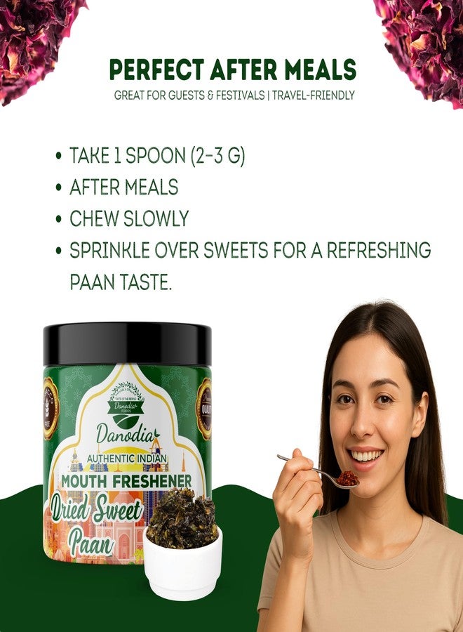 Danodia Foods دانونديا فودز بان حلو مجفف 100 جرام (3.53 أونصة) - معطر فم هندي أصلي (موخواس)، تمر مجفف • ورد • شمر، خالي من التبغ، خالي من الكحول، كيس قابل لإعادة الإغلاق - Image 5