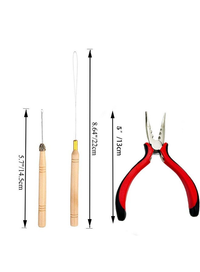 Hair Extensions Tools Kit Professional Hair Styling Tools Accessory 500 Pcs Micro Ring Beads 1 Plier 2 Hook Needle Pulling Loop 2 Plastic Alligator Hair Clips, For Fairy Hair Tinsel