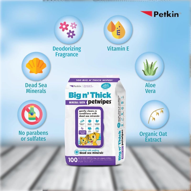 Petkin Petwipes Big 'n Thick Extra Large Pet Wipes for Dogs and Cats Cleans Face, Ears, Body and Eye Area Super Convenient, Ideal for Home Or Travel-18 X 28 Cm - Image 4