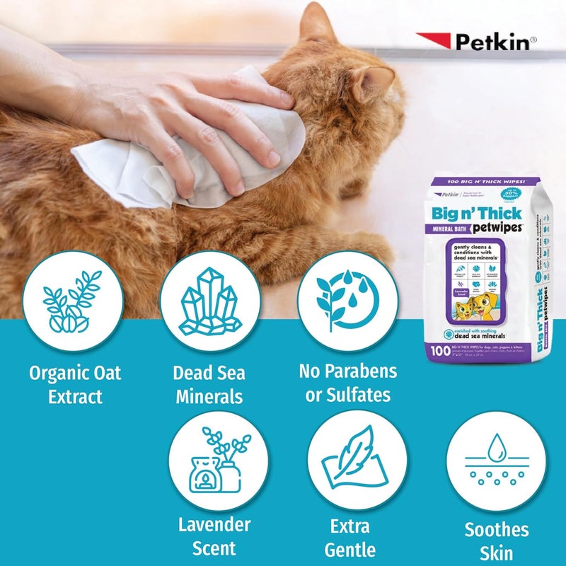 Petkin Petwipes Big 'n Thick Extra Large Pet Wipes for Dogs and Cats Cleans Face, Ears, Body and Eye Area Super Convenient, Ideal for Home Or Travel-18 X 28 Cm - Image 3