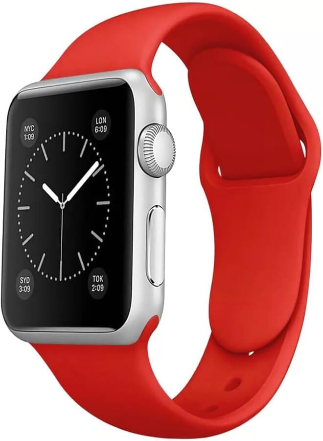 IZONE Silicone Strap Band for Apple Watch Series 2,3,4,5,6,7,SE,8,Ultra (38mm/40mm/41mm, Red)