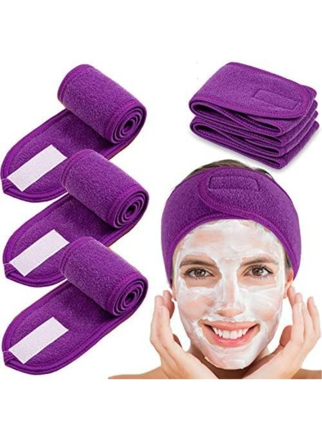 LA PERLA TECH  4 Headband, Adjustable Spa Facial Headbands Terry Cloth Stretch Make Up Wrap for Face Washing, Shower, Facial Mask, Yoga, Sport Headband with Magic Tape - Image 1