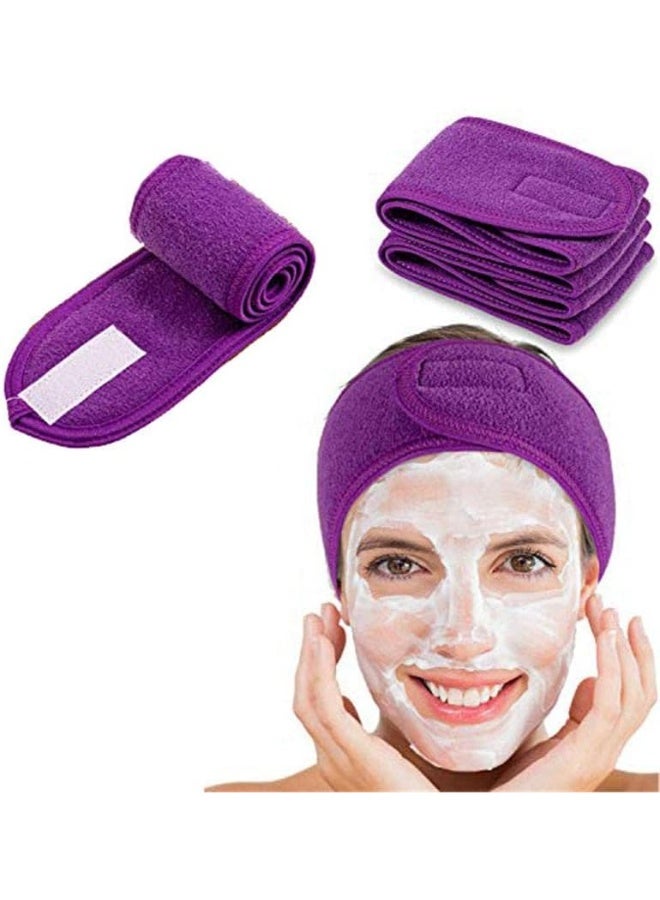 LA PERLA TECH  4 Headband, Adjustable Spa Facial Headbands Terry Cloth Stretch Make Up Wrap for Face Washing, Shower, Facial Mask, Yoga, Sport Headband with Magic Tape - Image 2