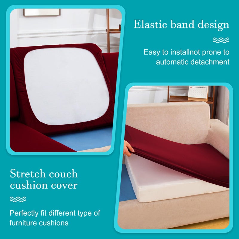 BIETYONE 12Pcs Stretch Patio Cushion Covers,Outdoor Couch Covers Replacement,Outdoor Couch & Sofa Slipcovers,for Patio Furniture Cushion Covers,Washable Reusable urniture Protector(Wine Red,Cover Only) - Image 5
